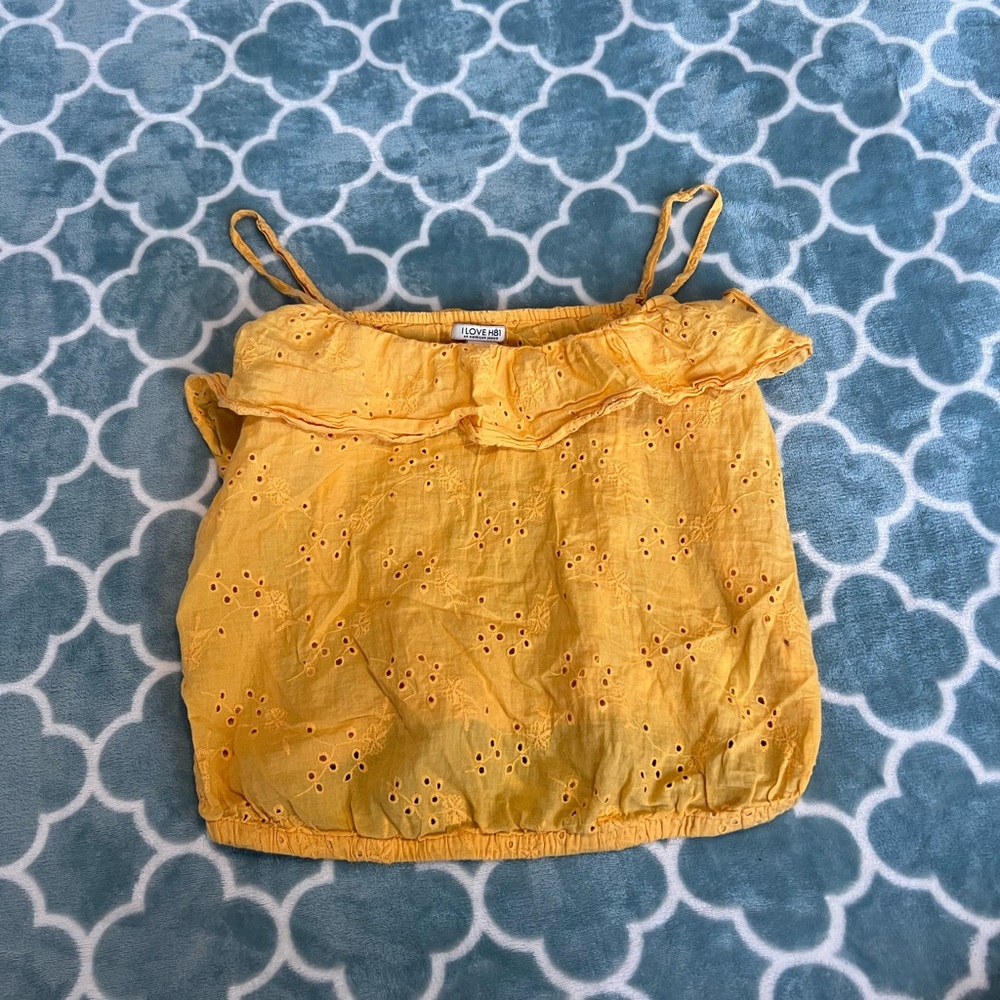 Yellow Eyelet Crop Top
